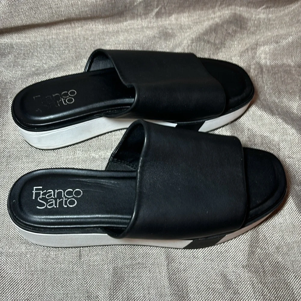 Franco Sarto Black Slip on Sandals Orelia Size 7.5